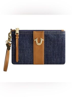 NWT True Religion Horseshoe Denim Wristlet Pouch